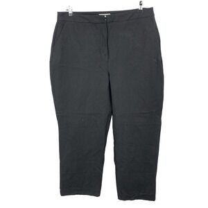 Boden Women Size 16 18 LONG Pants Black Straight Leg Trousers Bi Stretch Ankle